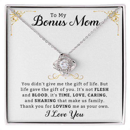 To My Cherished Bonus Mom Necklace, Love Knot Jewelry, Meaningful Gift for Mother's Day & Special Occasions