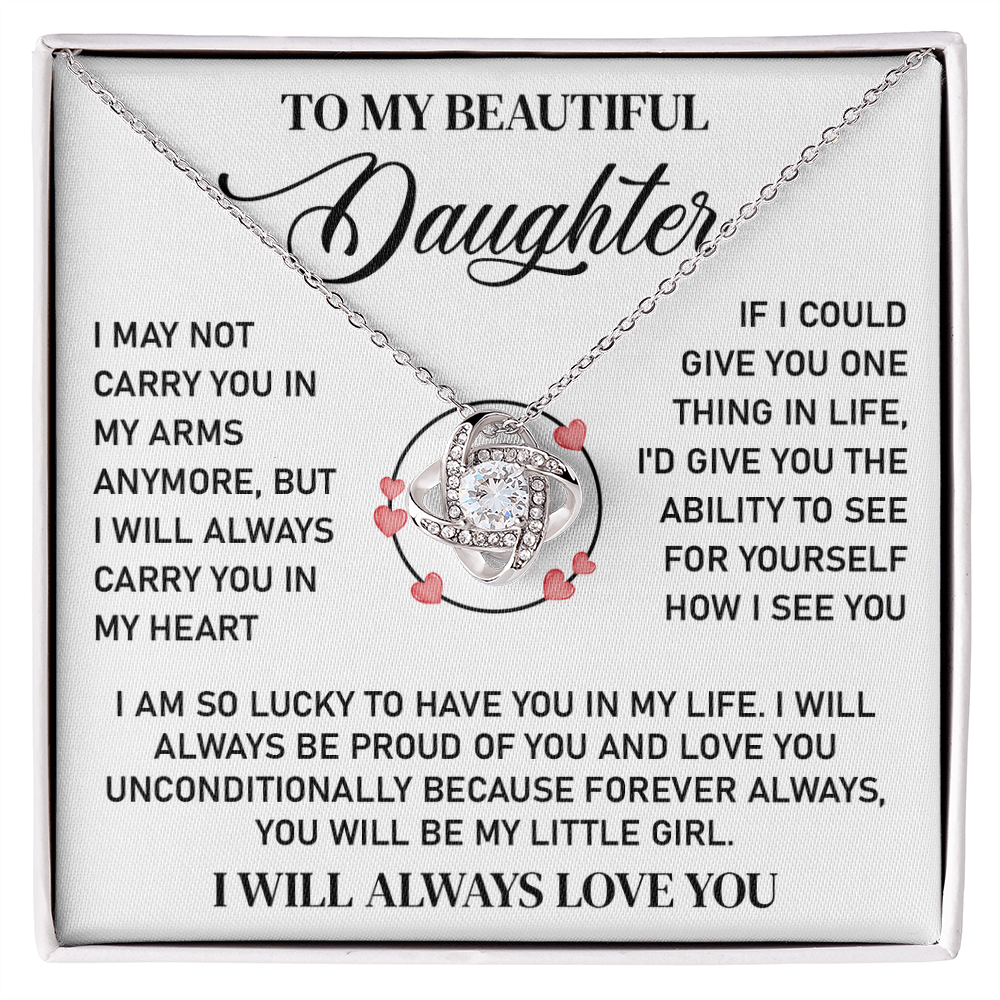 Gift for Sweet Daughter - I Am So Lucky to Have You in My Life - Love Knot Necklace