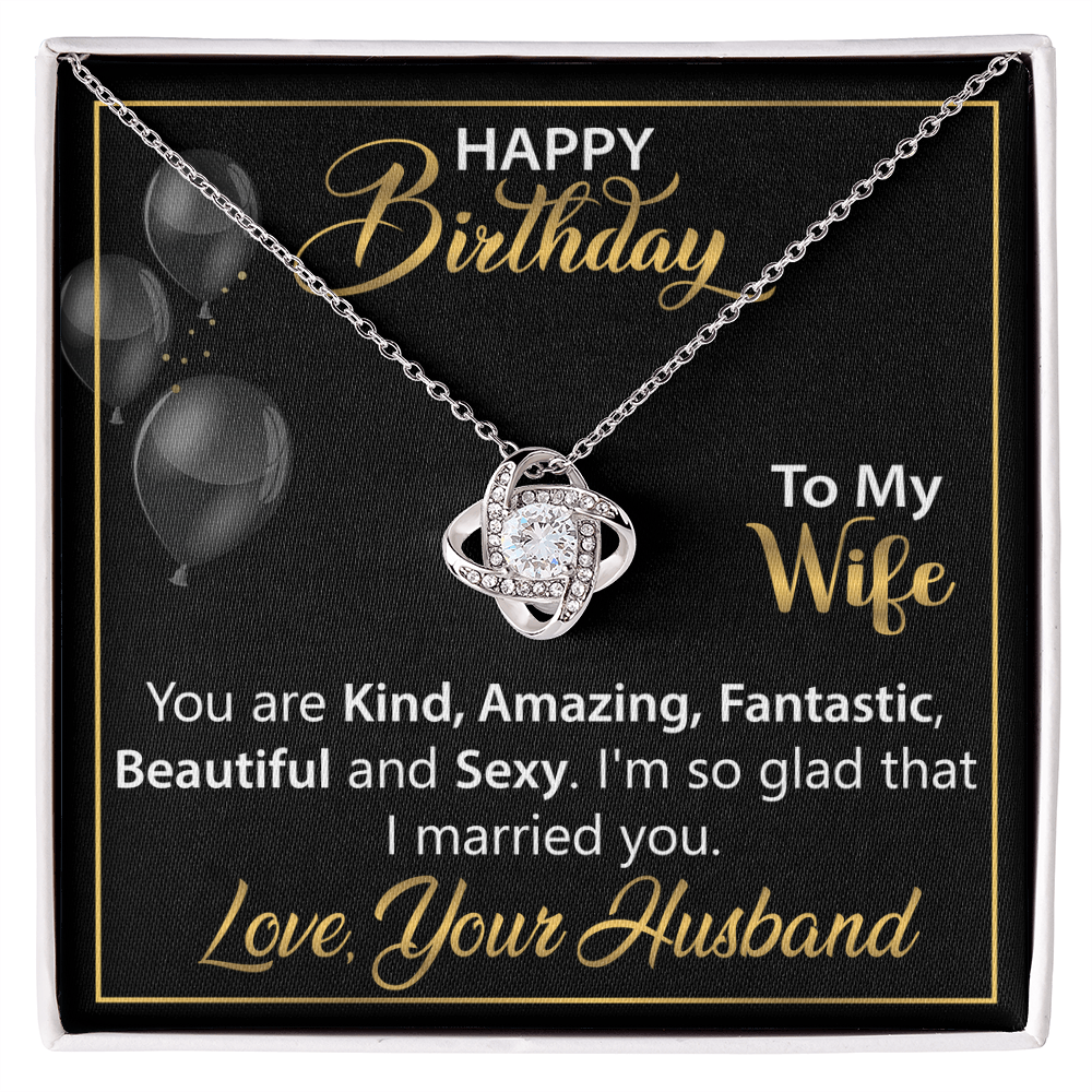 Unique Jewelry Gift for Wife – Love Knot Necklace with Heartfelt Message, A Birthday Keepsake from Husband