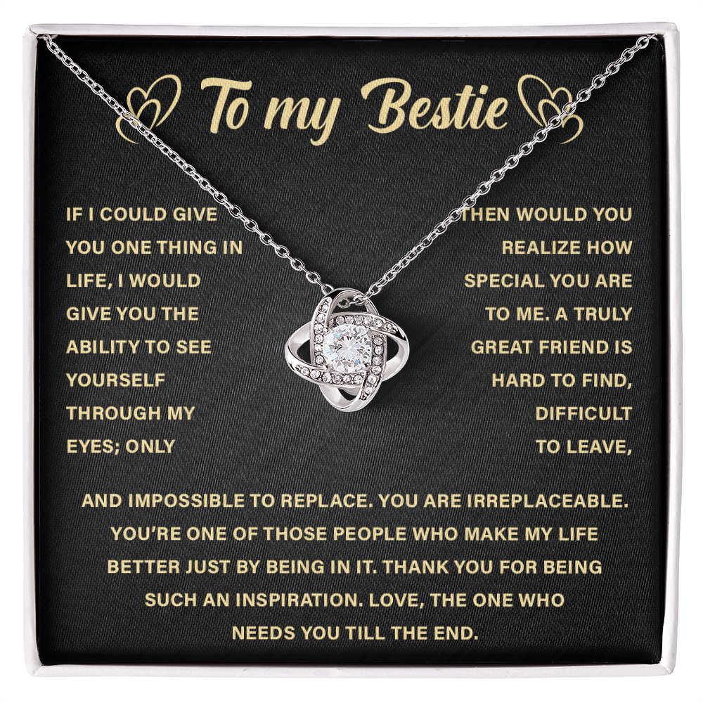 To My Bestie - I Am So Thankful for Our Friendship - Love Knot Necklace