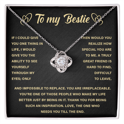 To My Bestie - I Am So Thankful for Our Friendship - Love Knot Necklace