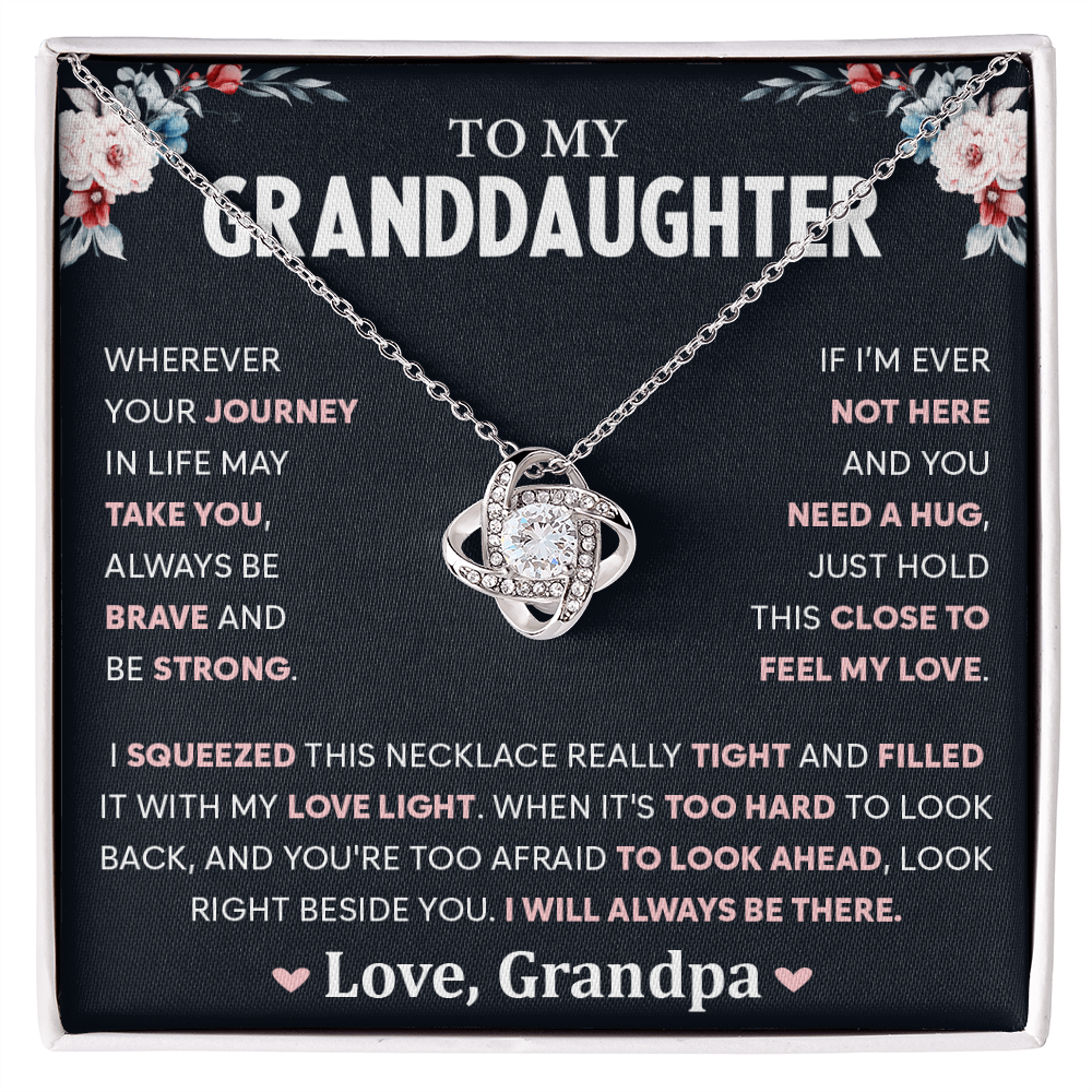 To My Granddaughter, Love Knot Necklace Gift From Grandpa