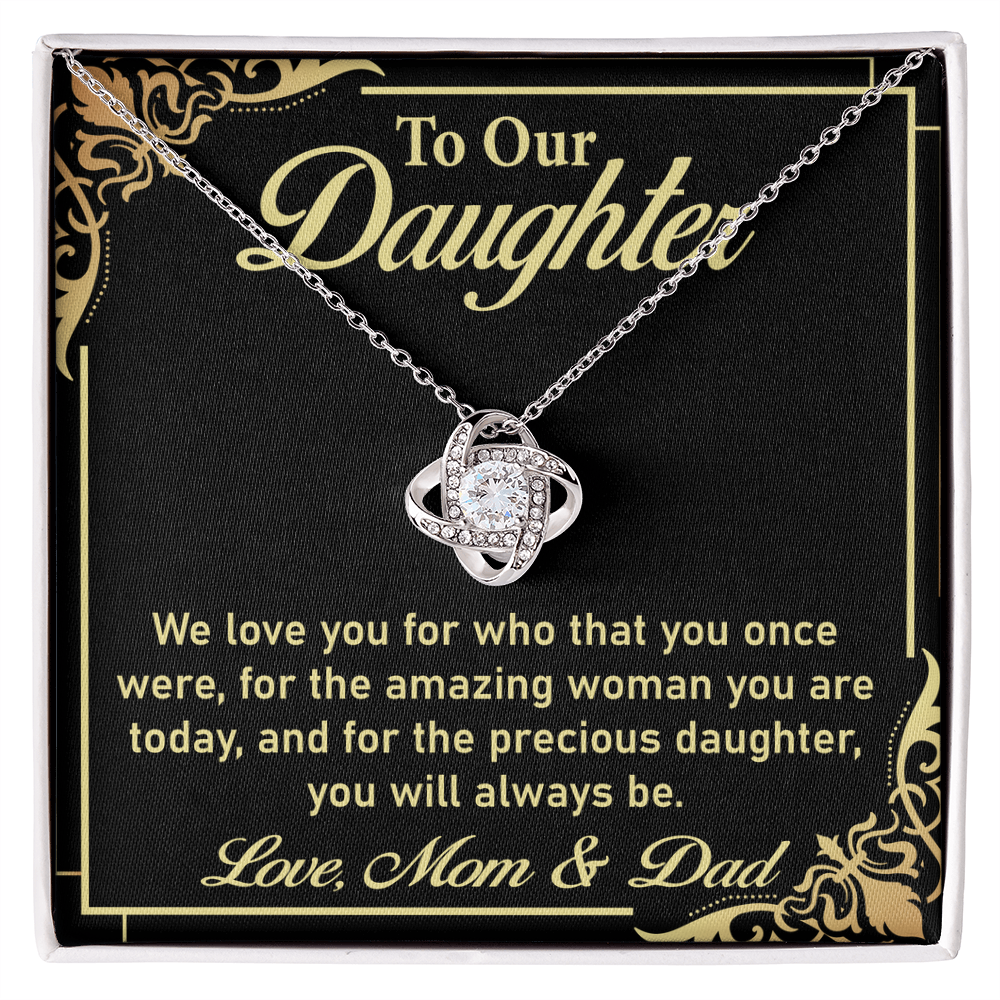 To My Daughter – Elegant Love Knot Necklace Gift from Mom