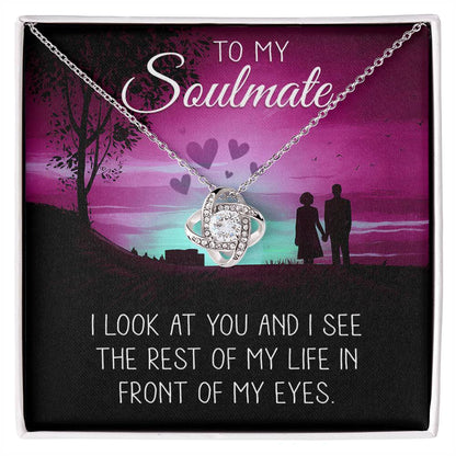 To My Soulmate Necklace Gift for Her - Love Knot Jewelry with Heartfelt Message Card and Gift Box - Anniversary, Valentine's Day, Birthday Gift for Wife or Girlfriend