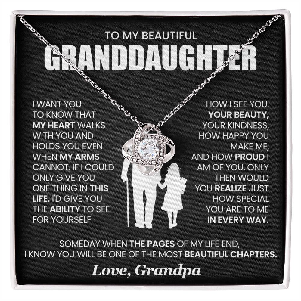 To My Beautiful Granddaughter - I Am Proud of You - Love Knot Necklace
