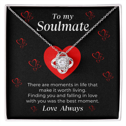 To My Soulmate Love Knot Necklace - Thoughtful Gift for Wife, Girlfriend, or Partner - Anniversary, Wedding, Valentine's Day Present