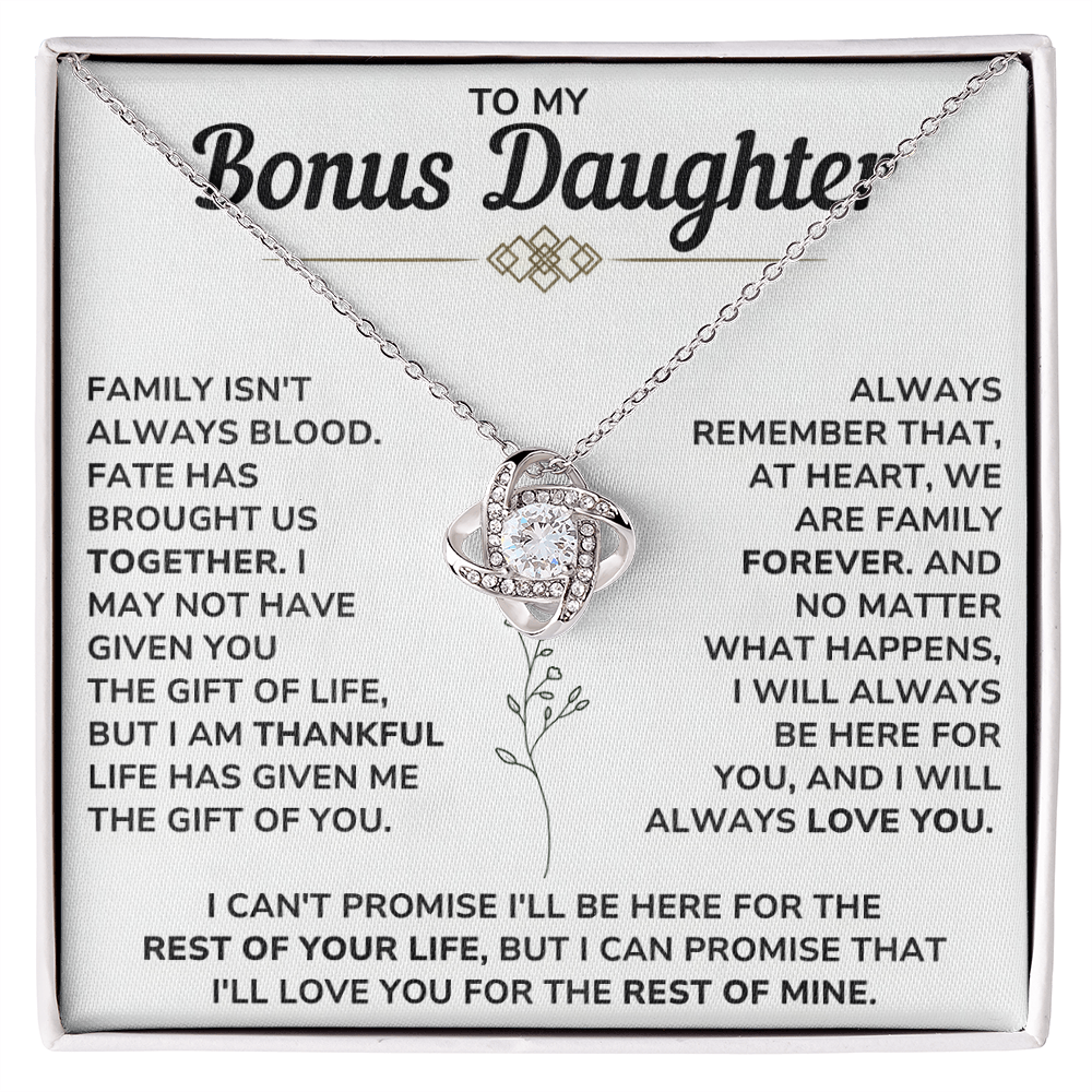 To My Bonus Daughter - Hold This Beautiful Necklace Close to Feel My Love