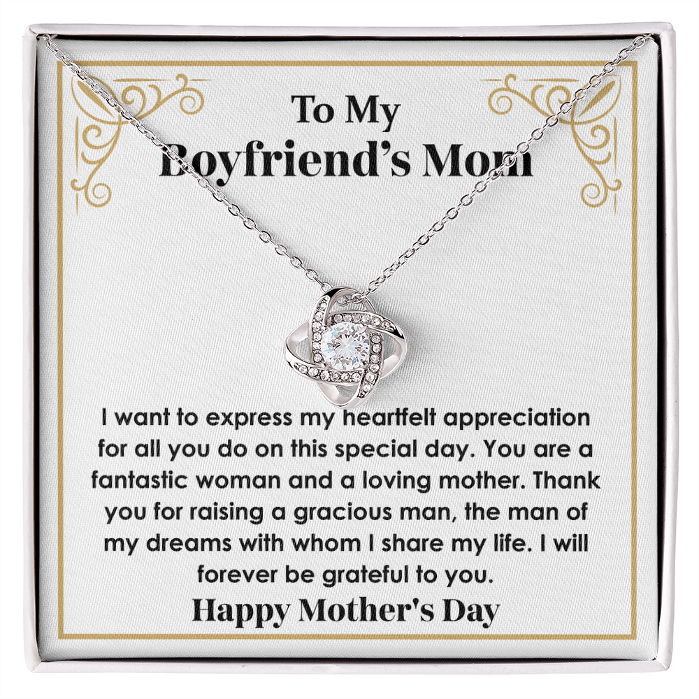 Gift for Boyfriend's Mom – Stunning Love Knot Necklace with Gift-Ready Box, A Thoughtful & Elegant Present