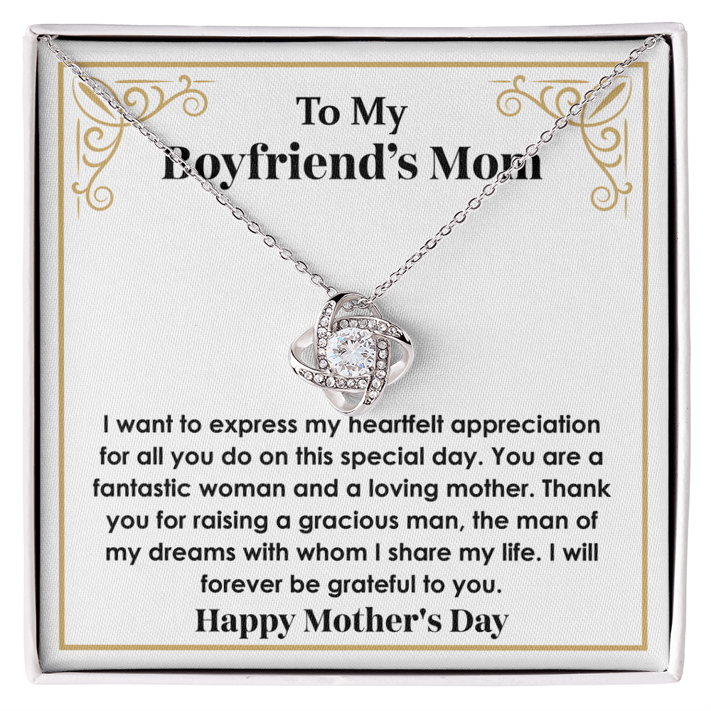 Gift for Boyfriend's Mom – Stunning Love Knot Necklace with Gift-Ready Box, Best Gift for My Boyfriend's Mom