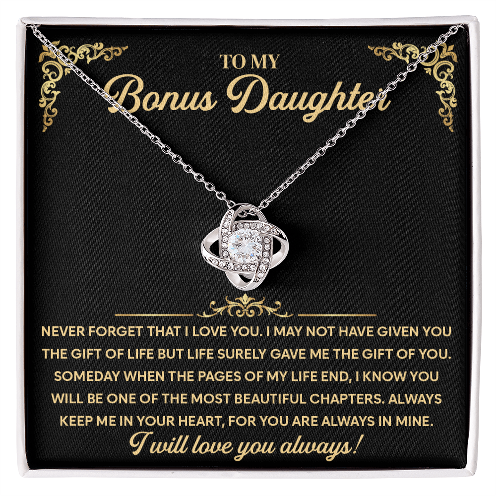 Love Knot Necklace for Bonus Daughter - You Make Me Proud in So Many Ways