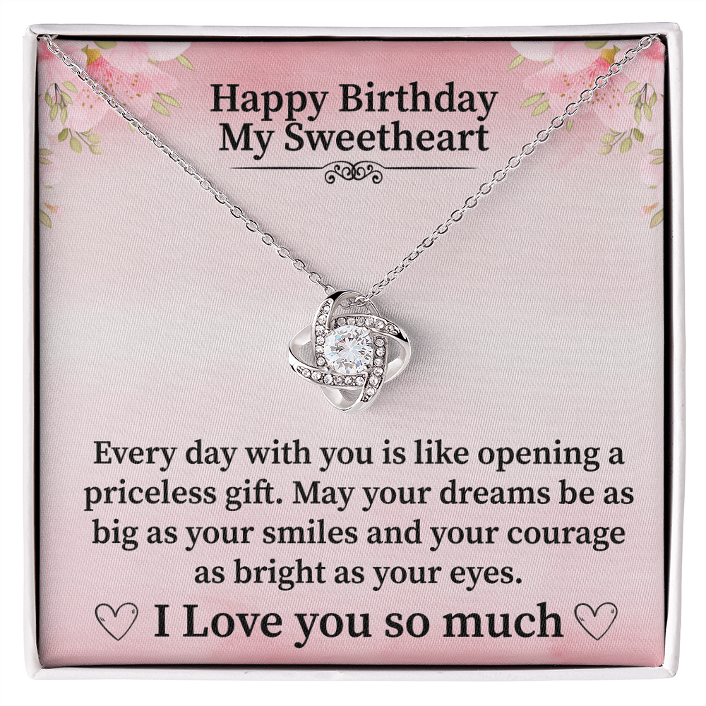 Love Knot Necklace for Wife – Elegant Birthday Keepsake Gift with a Touching Message from Husband