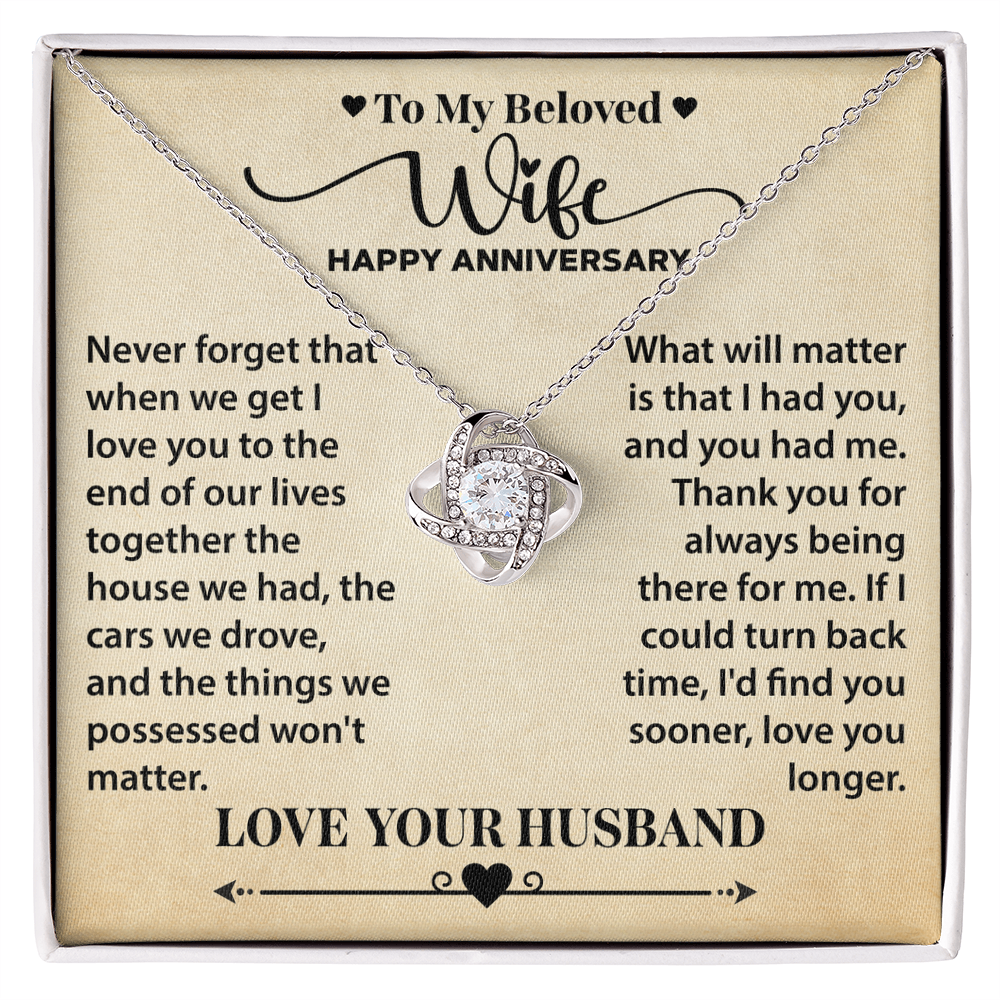 Anniversary Gift for Wife – Elegant Love Knot Necklace, A Jewelry Keepsake from Husband