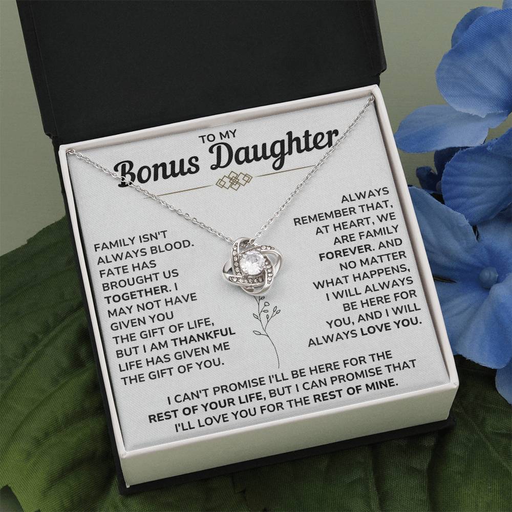 To My Bonus Daughter - Hold This Beautiful Necklace Close to Feel My Love