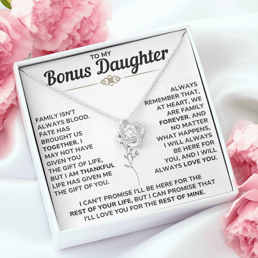 To My Bonus Daughter - Hold This Beautiful Necklace Close to Feel My Love