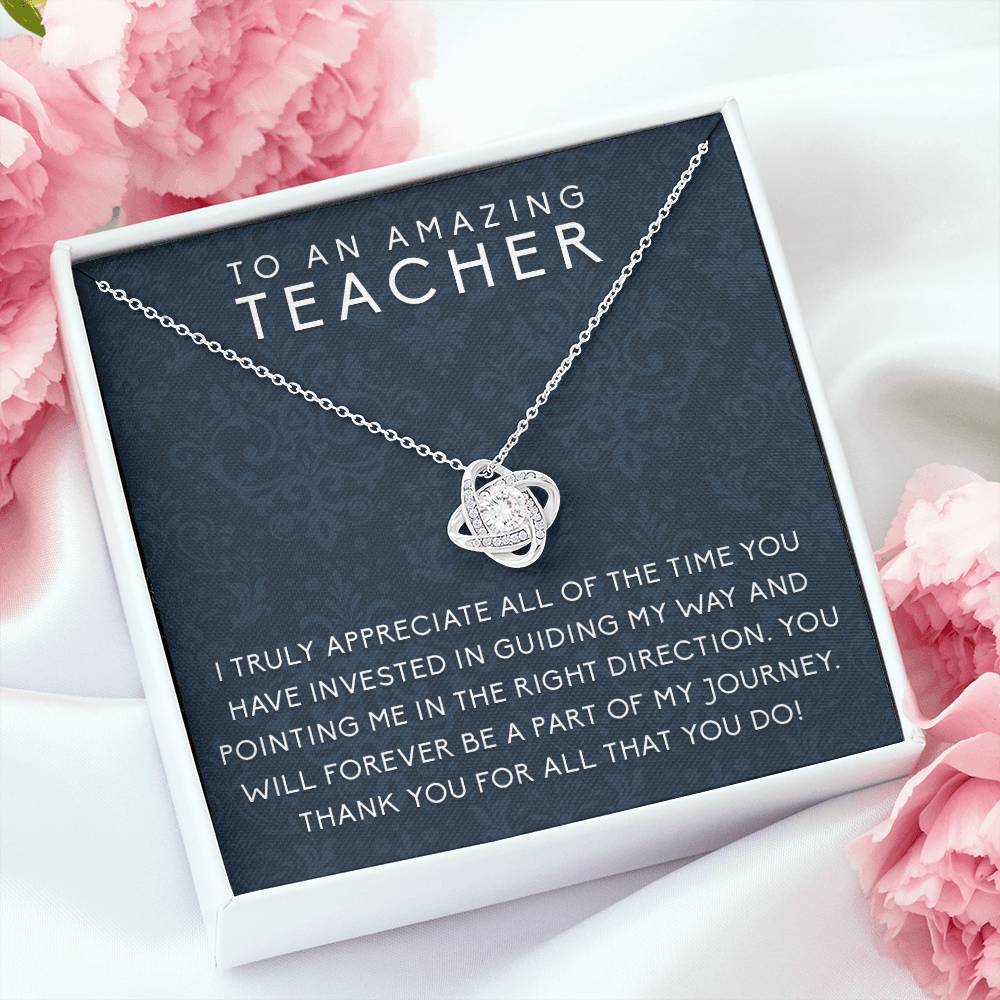 Gifts for Teacher, Stainless Steel Love Knot Necklace, Thankful Gift for Teachers, Necklace Jewelry for Her