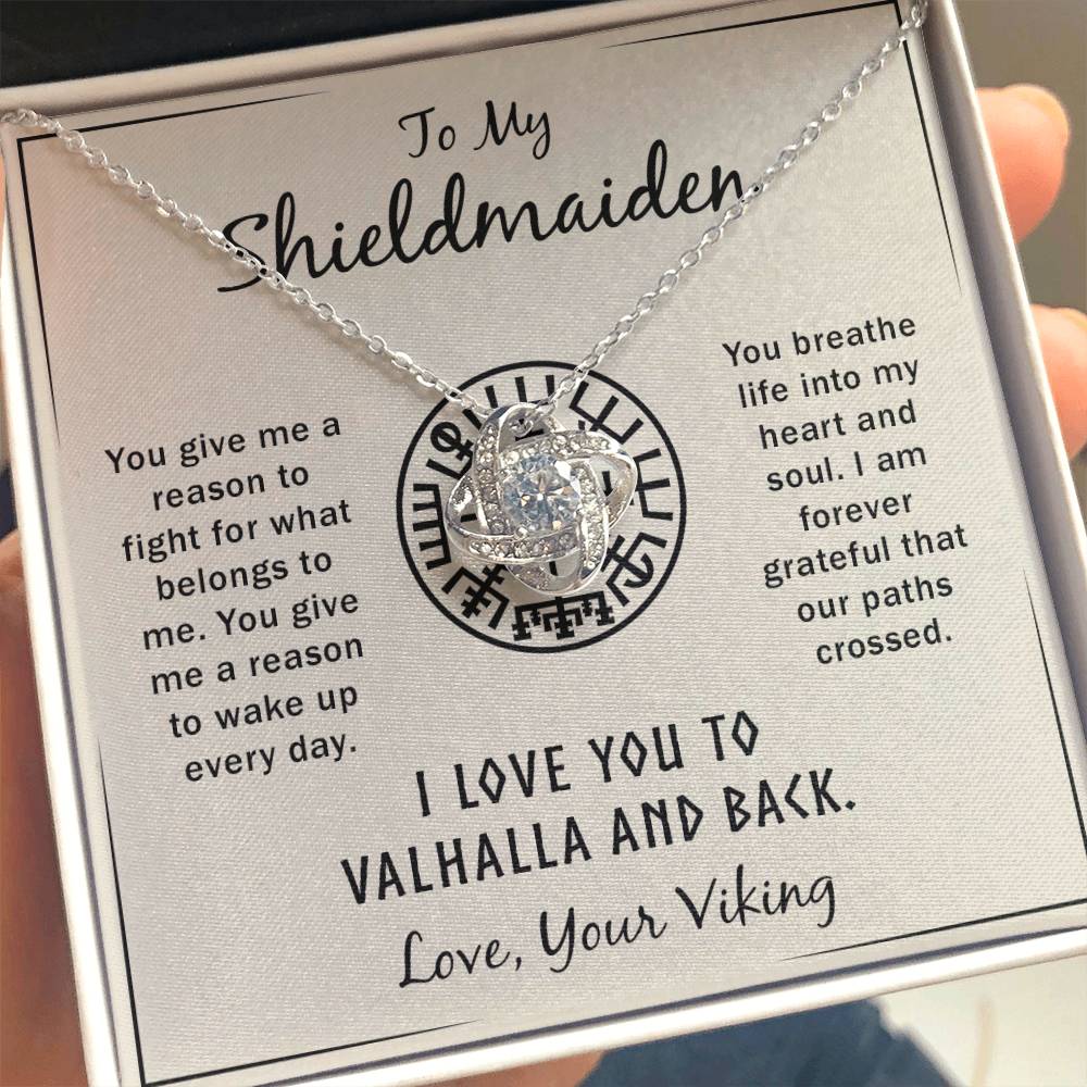 To My Shieldmaiden Viking Inspired Valhalla Love Knot Necklace Girlfriend Necklace, Wife Necklace