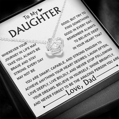 To My Daughter  Love Knot Necklace Gift With Heartfelt Message Card