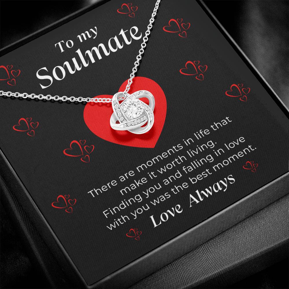 To My Soulmate Love Knot Necklace - Thoughtful Gift for Wife, Girlfriend, or Partner - Anniversary, Wedding, Valentine's Day Present