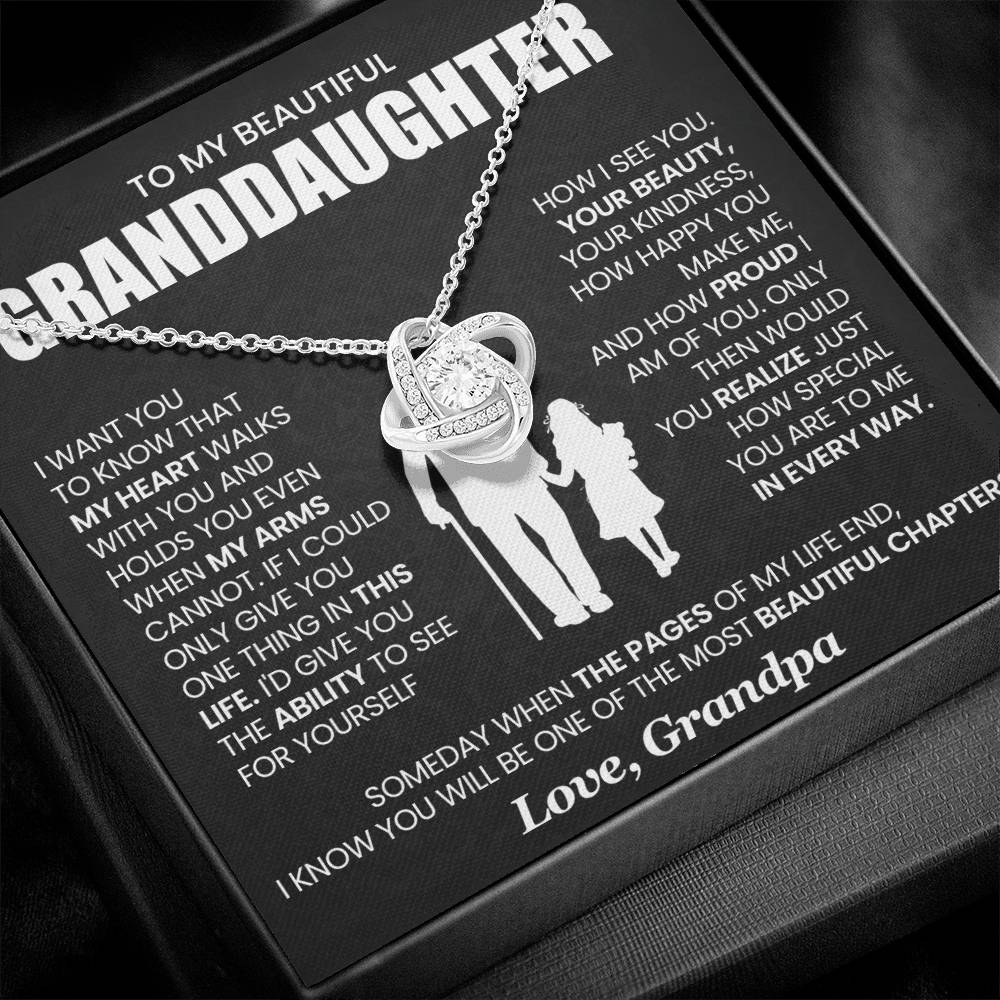 To My Beautiful Granddaughter - I Am Proud of You - Love Knot Necklace