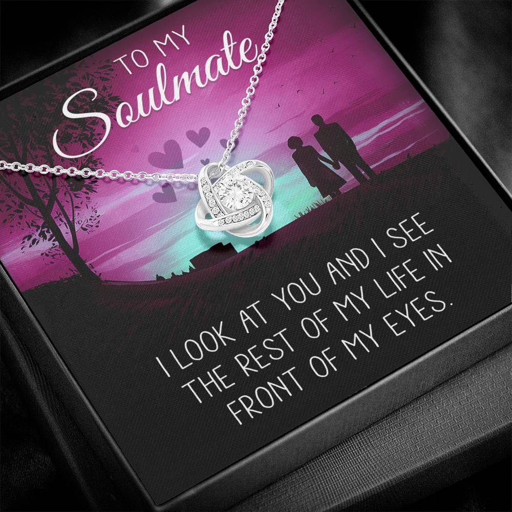 To My Soulmate Necklace Gift for Her - Love Knot Jewelry with Heartfelt Message Card and Gift Box - Anniversary, Valentine's Day, Birthday Gift for Wife or Girlfriend