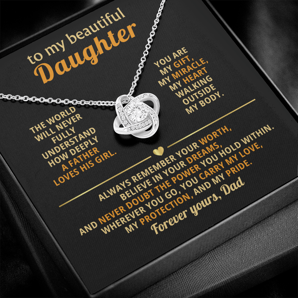 Gift for Daughter - I Am So Lucky to Have You in My Life - Love Knot Necklace