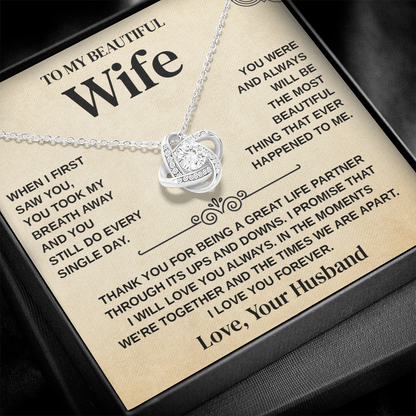 To My Beautiful Wife - Thank You for Being a Great Life Partner - Necklace