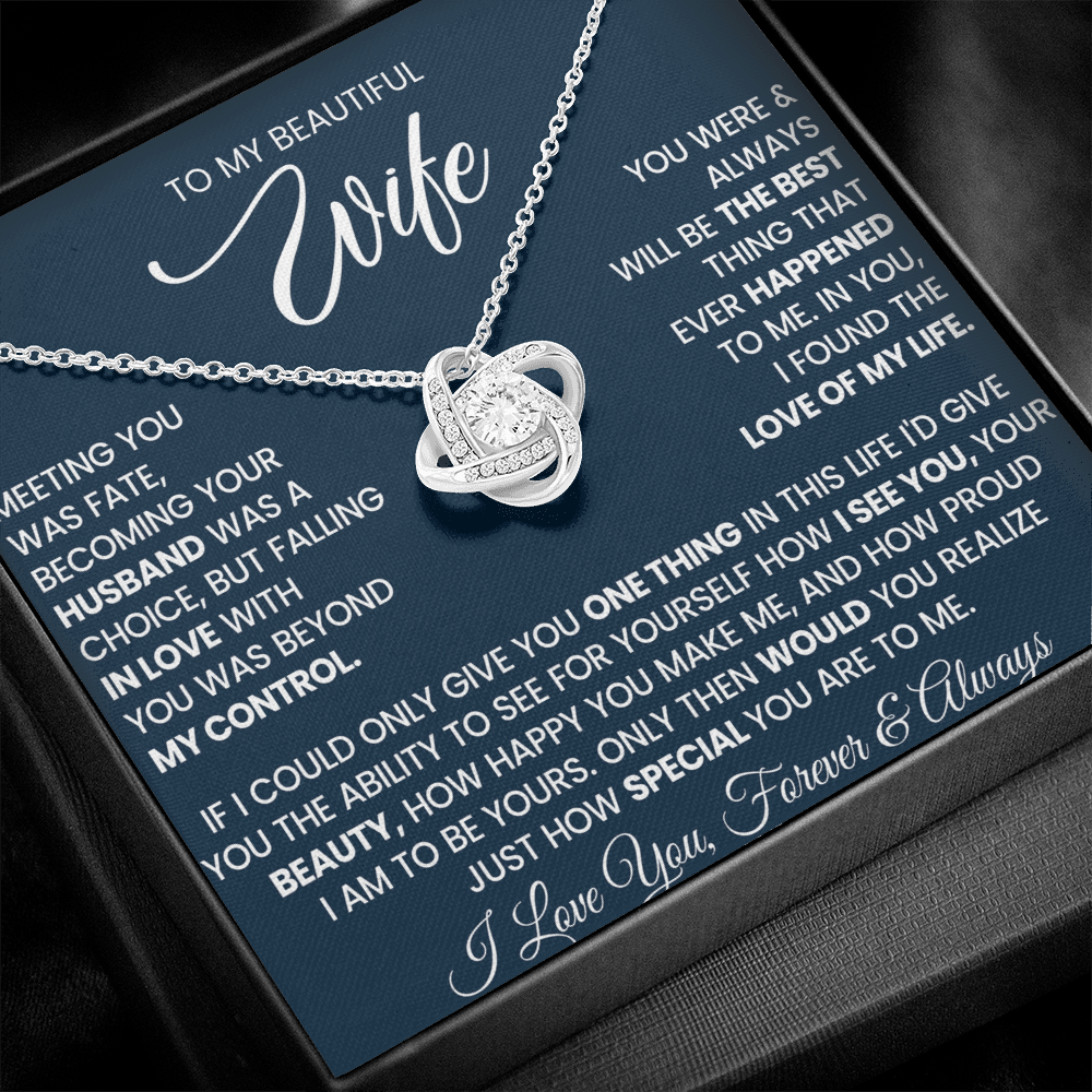To My Wife - I Love You Forever & Always - Love Knot Necklace