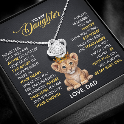 To My Daughter - You Are Braver and Stronger - Love Knot Necklace