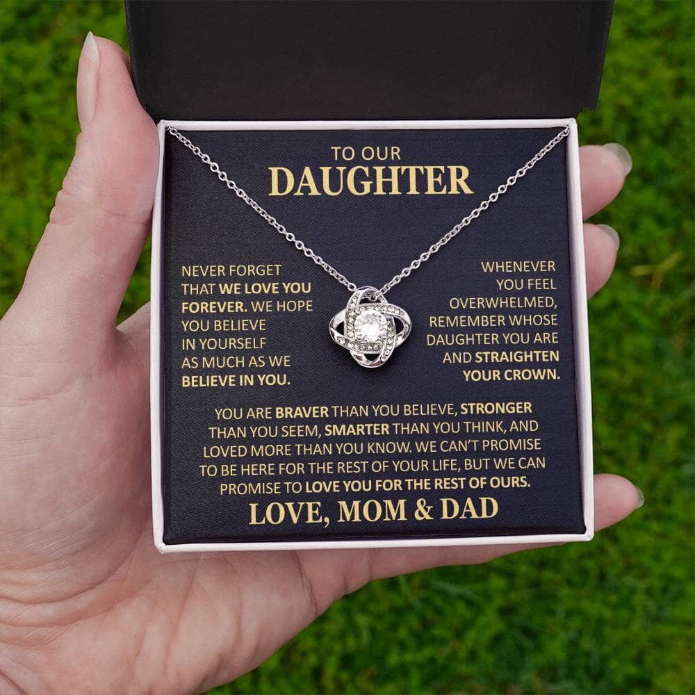 Beautiful Gift for Daughter From Mom and Dad "Never Forget That We Love You" Necklace