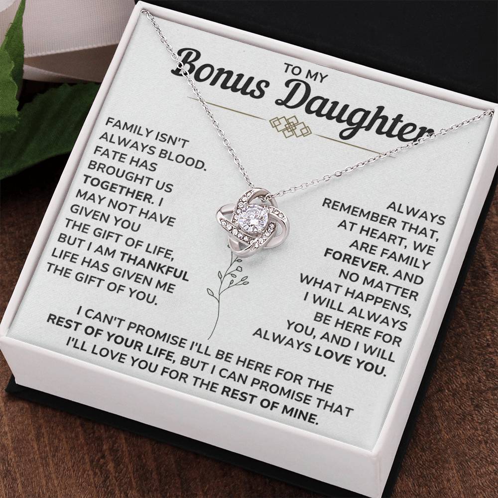 To My Bonus Daughter - Hold This Beautiful Necklace Close to Feel My Love