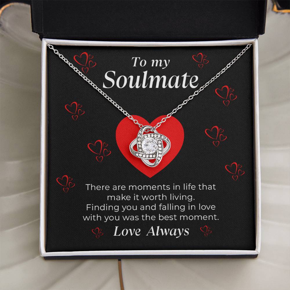 To My Soulmate Love Knot Necklace - Thoughtful Gift for Wife, Girlfriend, or Partner - Anniversary, Wedding, Valentine's Day Present