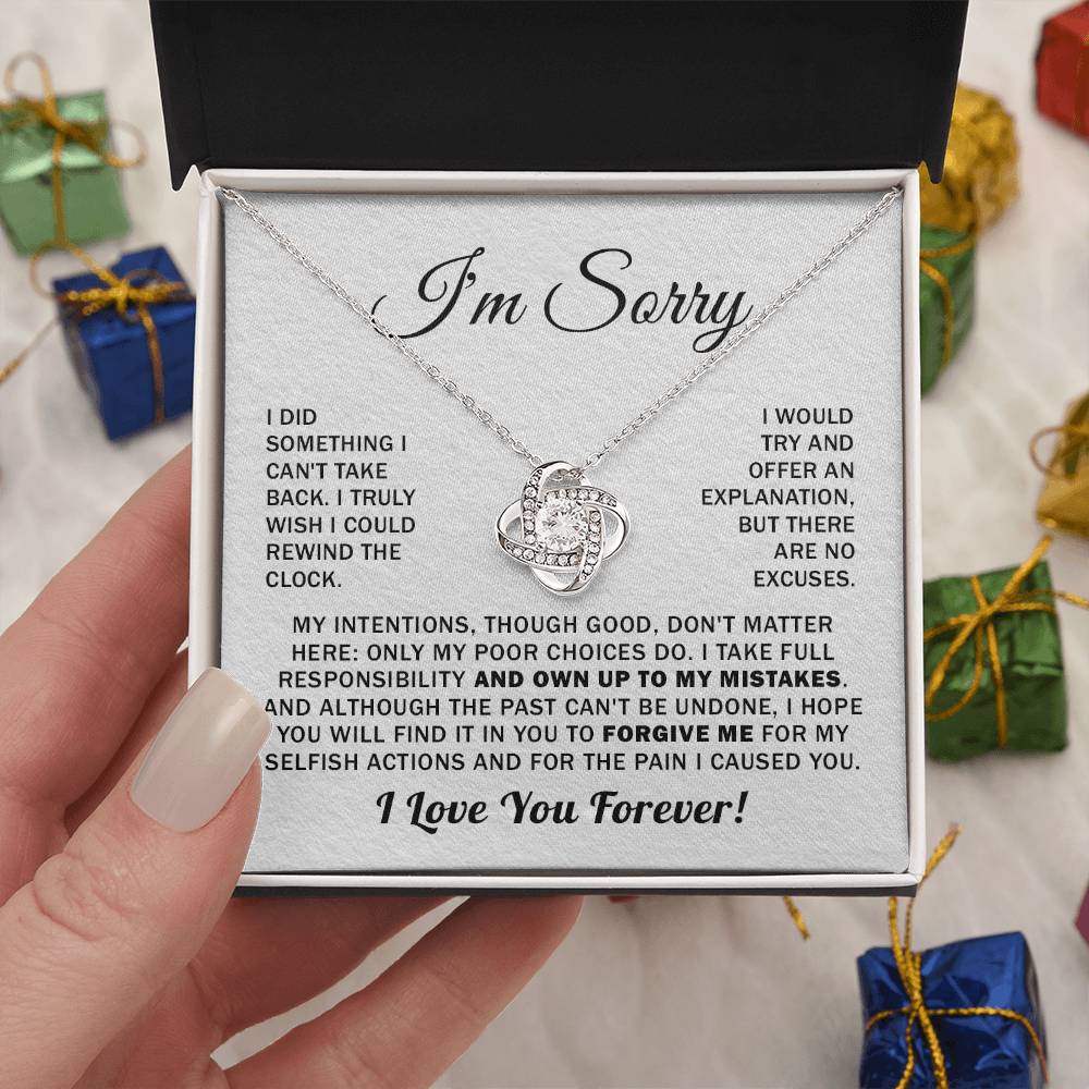 Love Knot Necklace For Her with I'm Sorry Message Card and Premium Box