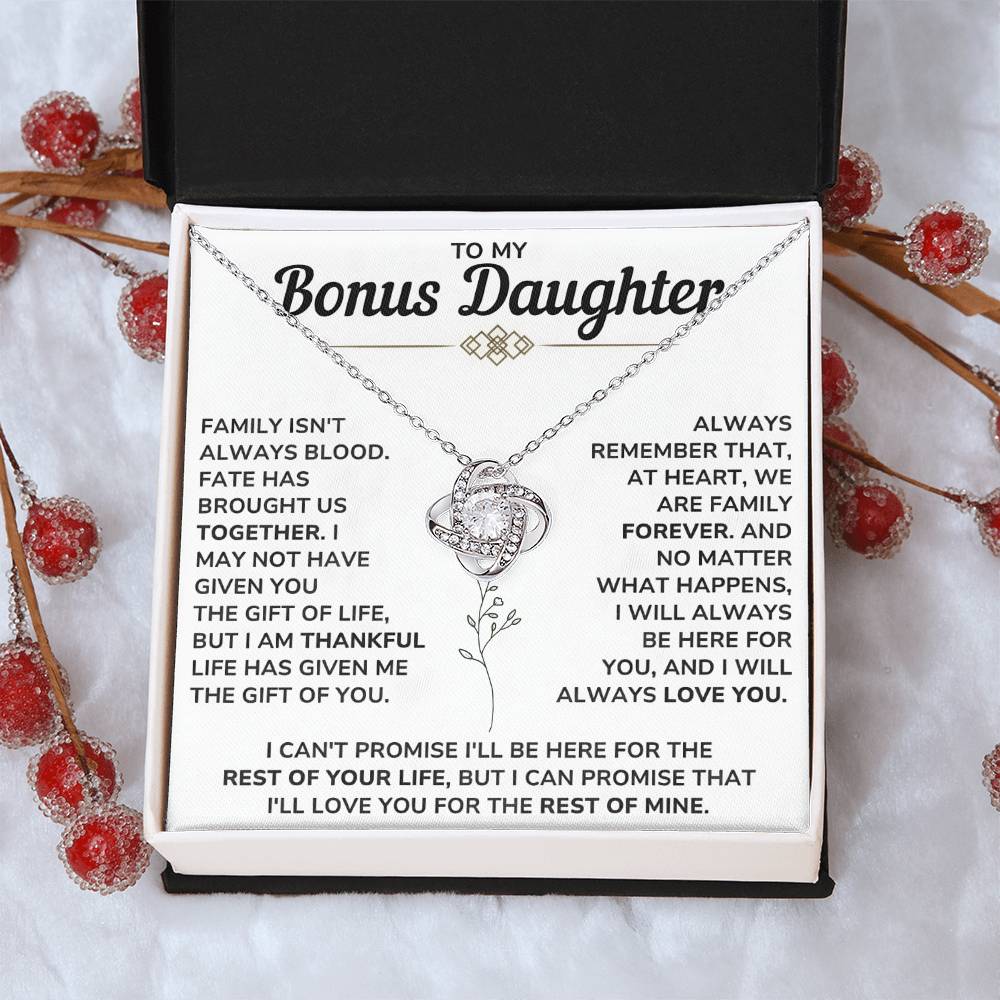 To My Bonus Daughter - Hold This Beautiful Necklace Close to Feel My Love