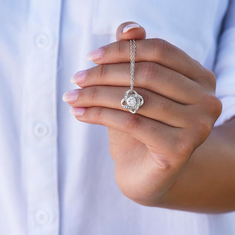 To My Bestie – Love Knot Necklace: Forever by My Side, Always Making Me Laugh, and Loving Me Unconditionally. Happy Valentine's Day