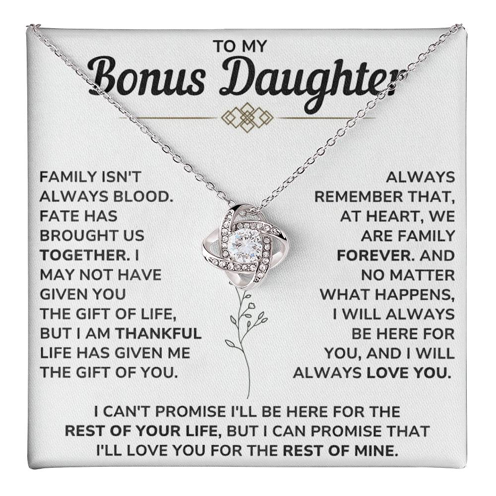 To My Bonus Daughter - Hold This Beautiful Necklace Close to Feel My Love
