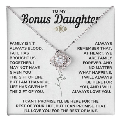 To My Bonus Daughter - Hold This Beautiful Necklace Close to Feel My Love