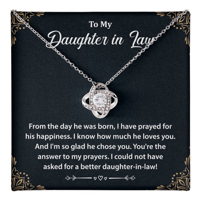 To My Daughter-in-law, Believe in Yourself- Love Knot Necklace