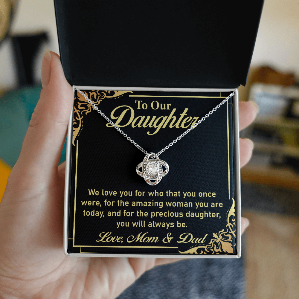 To My Daughter – Elegant Love Knot Necklace Gift from Mom