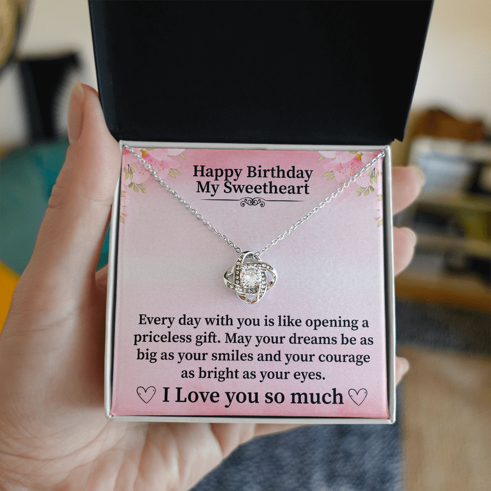 Love Knot Necklace for Wife – Elegant Birthday Keepsake Gift with a Touching Message from Husband