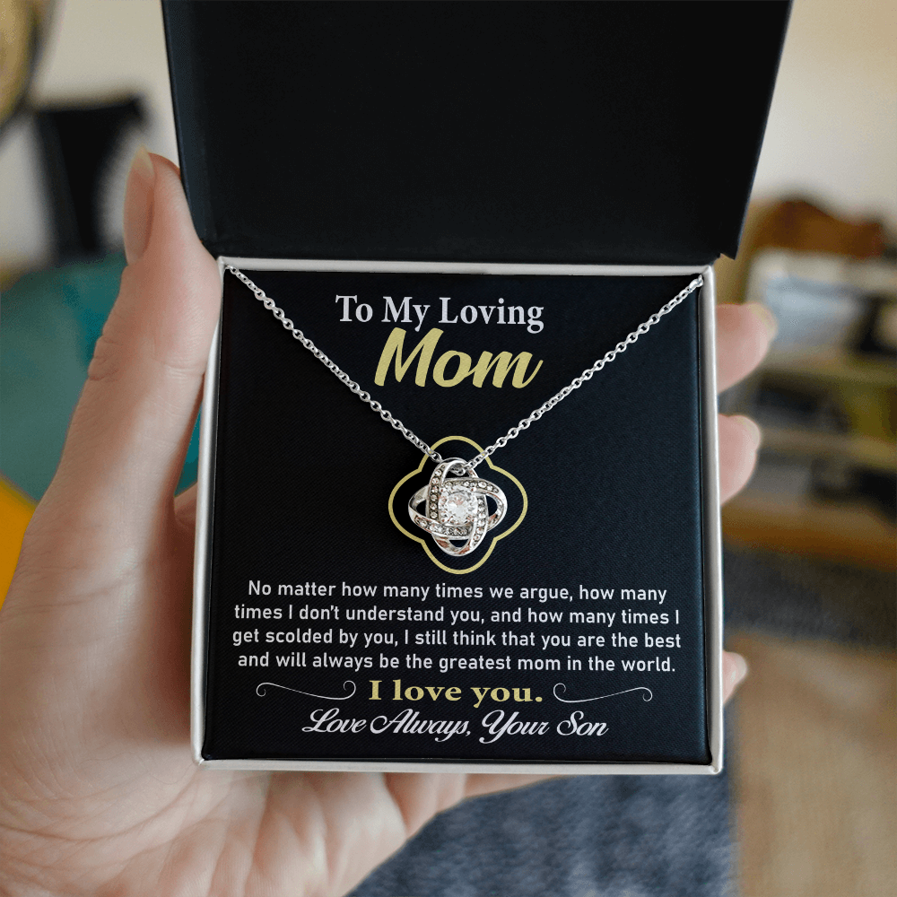 To My Mom Necklace – Thoughtful Love Knot Jewelry, A Special Gift from Son