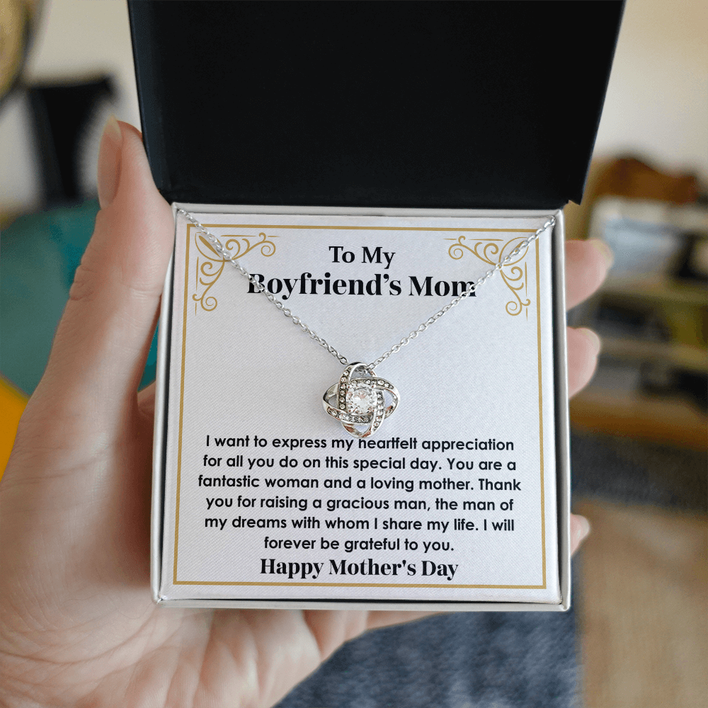 Gift for Boyfriend's Mom – Stunning Love Knot Necklace with Gift-Ready Box, A Thoughtful & Elegant Present