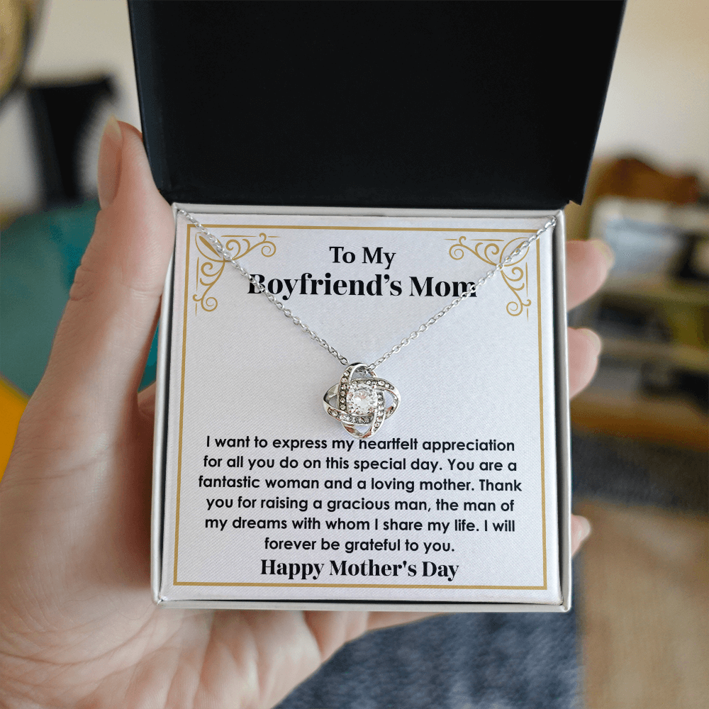 Gift for Boyfriend's Mom – Stunning Love Knot Necklace with Gift-Ready Box, Best Gift for My Boyfriend's Mom