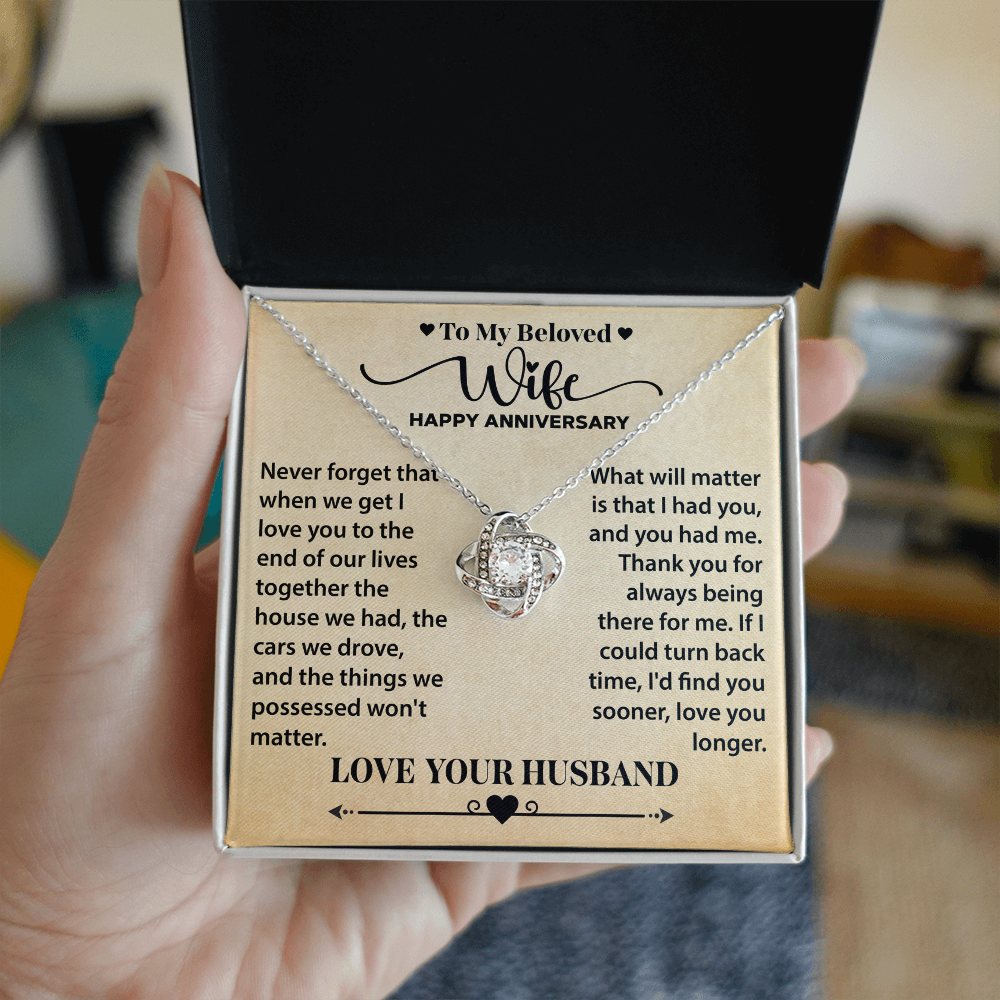 Anniversary Gift for Wife – Elegant Love Knot Necklace, A Jewelry Keepsake from Husband