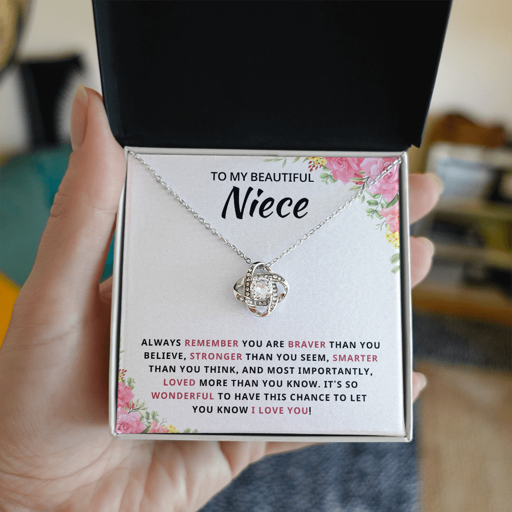 To My Beautiful Niece - Keep Me in Your Heart - Love Knot Necklace