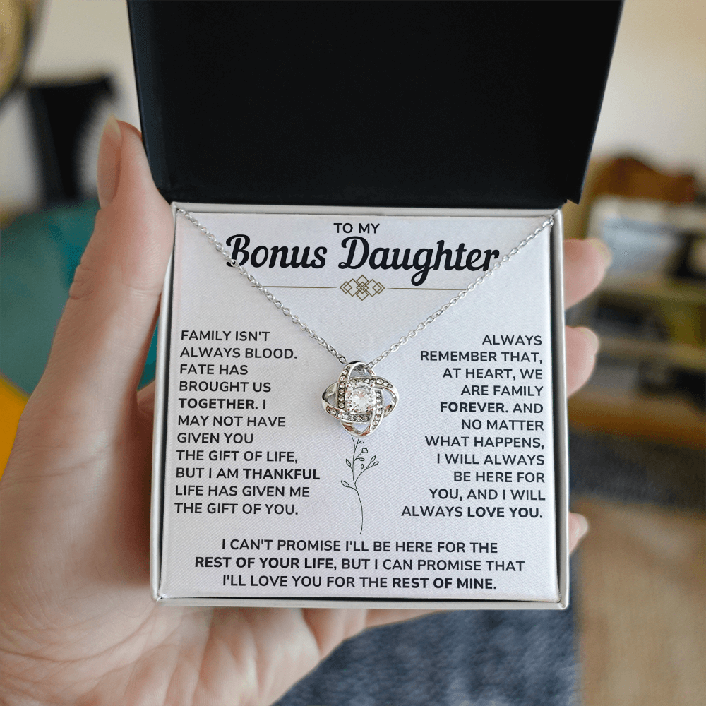 To My Bonus Daughter - Hold This Beautiful Necklace Close to Feel My Love