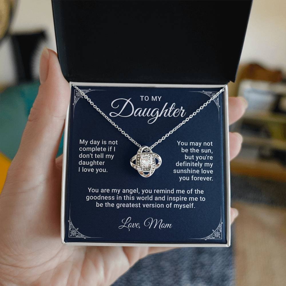 To My Daughter Necklace Gift From Mom, Daughter Birthday Necklace, Sentimental Daughter Christmas Gift Ideas From Mother With Message Card and Gift Box