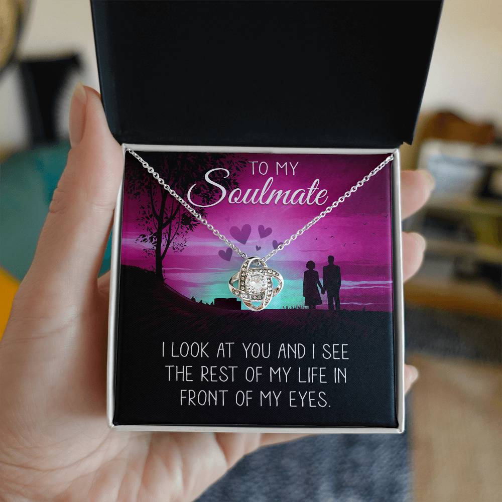 To My Soulmate Necklace Gift for Her - Love Knot Jewelry with Heartfelt Message Card and Gift Box - Anniversary, Valentine's Day, Birthday Gift for Wife or Girlfriend