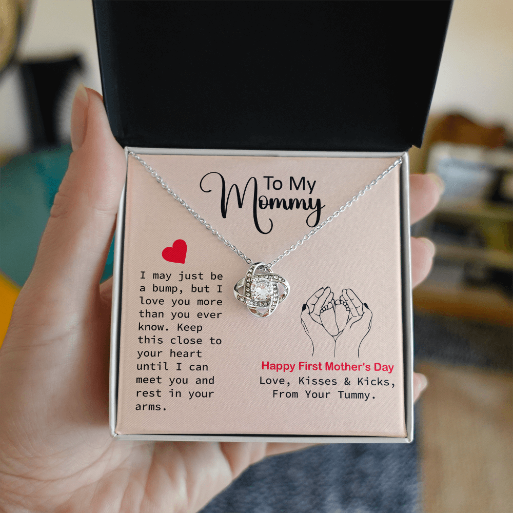 To My Mom Necklace – Love Knot Design, Heartfelt First Mom Gift from Son, Perfect Keepsake