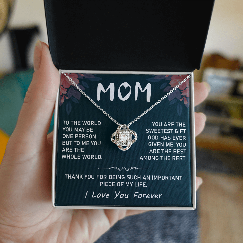 To My Mom Necklace – Stunning Love Knot Design, Thoughtful New Mom Gift from Son