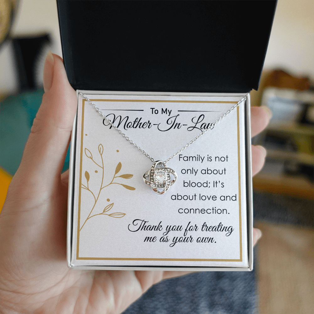 To My Mother-in-Law Necklace – Elegant Love Knot Necklace with Sentimental Message, Perfect Gift for Mother-in-Law